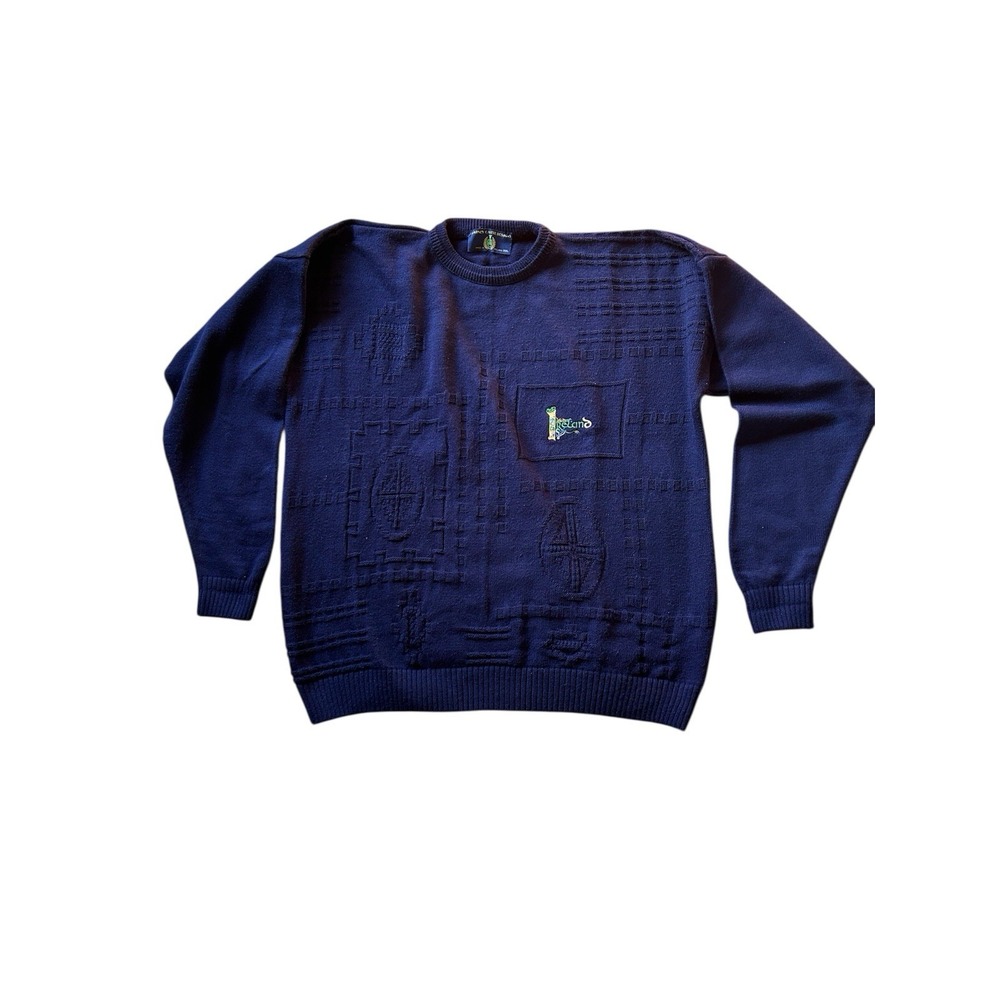 Blarney Castle Designs 2X Sweater Ireland Navy Blue Embroidered Mens